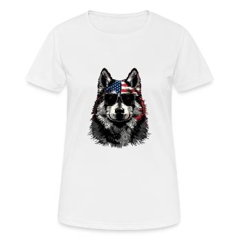 Siberian Husky with American Sunglasses - Frauen T-Shirt atmungsaktiv - Weiß - Vorne - AI Model Female 172 dark (172cm)