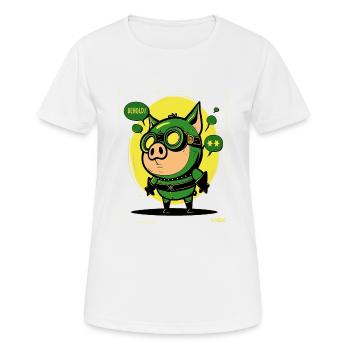 Das kleine grün-gelbe Anti-Held-Schwein - Frauen T-Shirt atmungsaktiv - Weiß - Vorne - AI Model Female 172 dark (172cm)