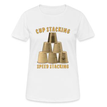 EMPILAGE DE GOBELETS SPEED STACKING - T-shirt respirant Femme - blanc - Devant - AI Model Female 172 dark (172cm)