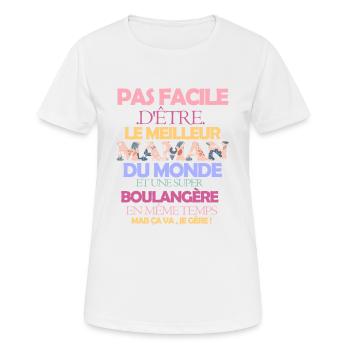Pas facile maman boulangère - T-shirt respirant Femme - blanc - Devant - AI Model Female 172 dark (172cm)
