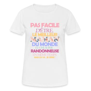 Pas facile maman et routière - T-shirt respirant Femme - blanc - Devant - AI Model Female 172 dark (172cm)