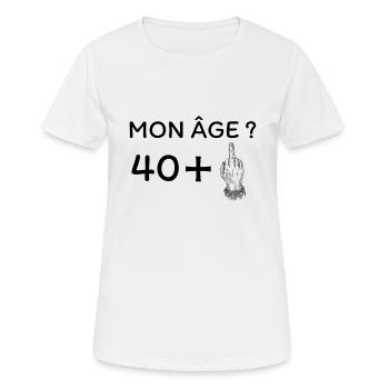 mon âge 41 - T-shirt respirant Femme - blanc - Devant - AI Model Female 172 dark (172cm)