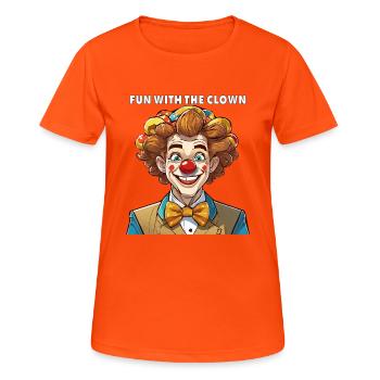 FUN WITH THE CLOWN - Frauen T-Shirt atmungsaktiv - Neonorange - Vorne - AI Model Female 172 dark (172cm)