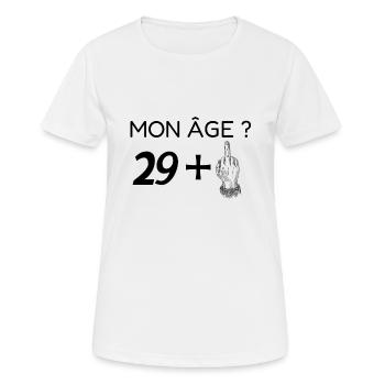 mon âge 30 - T-shirt respirant Femme - blanc - Devant - AI Model Female 172 dark (172cm)