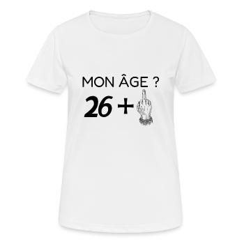 mon âge 27 - T-shirt respirant Femme - blanc - Devant - AI Model Female 172 dark (172cm)