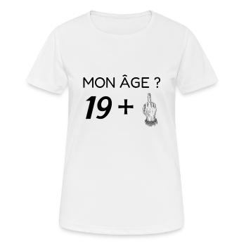 mon âge 20 - T-shirt respirant Femme - blanc - Devant - AI Model Female 172 dark (172cm)