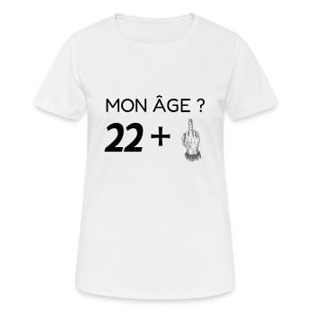 mon âge 23 - T-shirt respirant Femme - blanc - Devant - AI Model Female 172 dark (172cm)