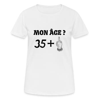 mon âge 36 - T-shirt respirant Femme - blanc - Devant - AI Model Female 172 dark (172cm)