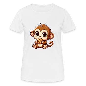 Un singe chimpanzé grignote des biscuits - T-shirt respirant Femme - blanc - Devant - AI Model Female 172 dark (172cm)