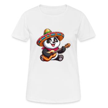 Cinco de Mayo Panda : mariachi avec guitare - T-shirt respirant Femme - blanc - Devant - AI Model Female 172 dark (172cm)