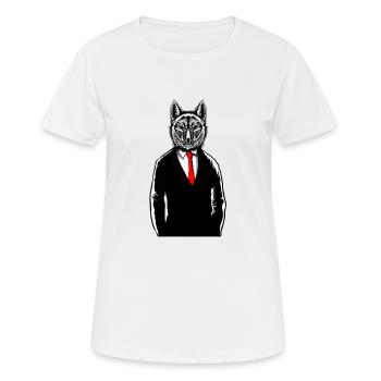 Wolf Trägt Tux T-Shirt Lustige Canine Wölfe Weste - Frauen T-Shirt atmungsaktiv - Weiß - Vorne - AI Model Female 172 dark (172cm)