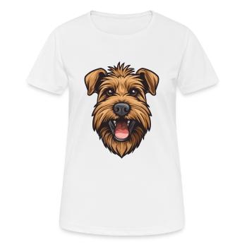 Norfolk Terrier | Cartoon Artwork - Frauen T-Shirt atmungsaktiv - Weiß - Vorne - AI Model Female 172 dark (172cm)