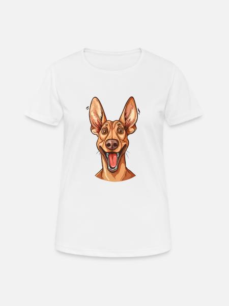 Podenco Canario | Cartoon Artwork - Women's Breathable T-Shirt - white
