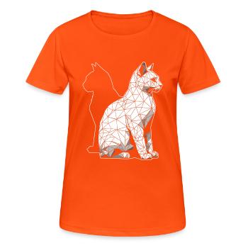 Chat polygonal géométrique abstrait - T-shirt respirant Femme - orange néon - Devant - AI Model Female 172 dark (172cm)