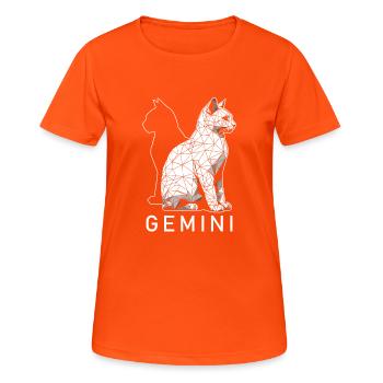 Gemini Cat - Women's Breathable T-Shirt - neon orange - Front - AI Model Female 172 dark (172cm)