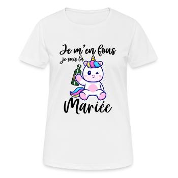Je M'en Fous Je Suis La Mariée Licorne EVJF Future - T-shirt respirant Femme - blanc - Devant - AI Model Female 172 dark (172cm)