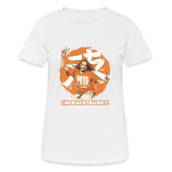 Ich bin zurück, Leute: zeitgenössischer Jesus-Dude - Frauen T-Shirt atmungsaktiv - Weiß - Vorne - AI Model Female 172 dark (172cm)