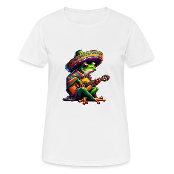 Cinco de Mayo Frog Guitare Mariachi - T-shirt respirant Femme - blanc - Devant - AI Model Female 172 dark (172cm)