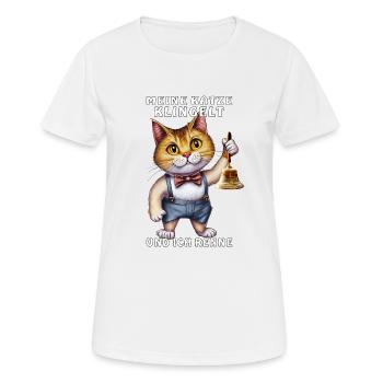 CHAT AVEC SONNERIE DE CLOCHE - T-shirt respirant Femme - blanc - Devant - AI Model Female 172 dark (172cm)