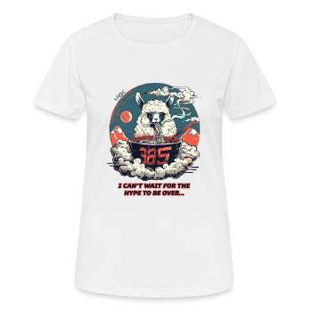 Der Rummel ist vorbei: Lama isst Ramen-Nudeln - Frauen T-Shirt atmungsaktiv - Weiß - Vorne - AI Model Female 172 dark (172cm)