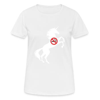 Einhorn Rauchverbot Symbol T-Shirt Rauchen verboten Wortspiel - Frauen T-Shirt atmungsaktiv - Weiß - Vorne - AI Model Female 172 dark (172cm)