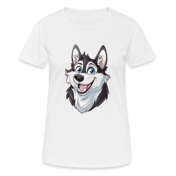 Husky de Sibérie | Illustration de dessin animé - T-shirt respirant Femme - blanc - Devant - AI Model Female 172 dark (172cm)