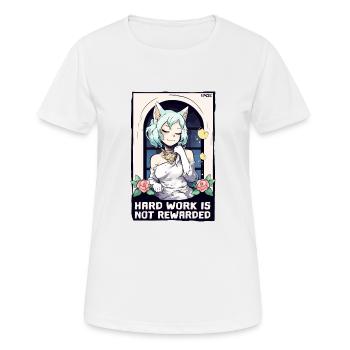Cat Girl: Hard Work Is Not Rewarded - Women's Breathable T-Shirt - white - Front - AI Model Female 172 dark (172cm)
