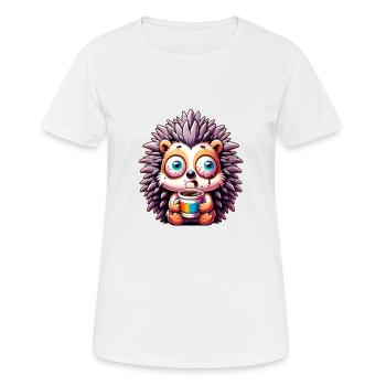 Hedgehog with Coffee Caffeine Shock - Women's Breathable T-Shirt - white - Front - AI Model Female 172 dark (172cm)
