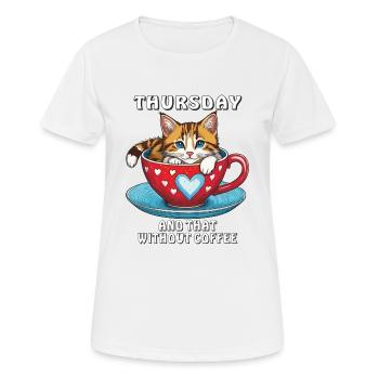 JEUDI ET CELA SANS CAFÉ - T-shirt respirant Femme - blanc - Devant - AI Model Female 172 dark (172cm)