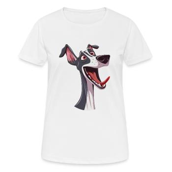 Lévrier | Lévrier | Illustration de dessin animé - T-shirt respirant Femme - blanc - Devant - AI Model Female 172 dark (172cm)