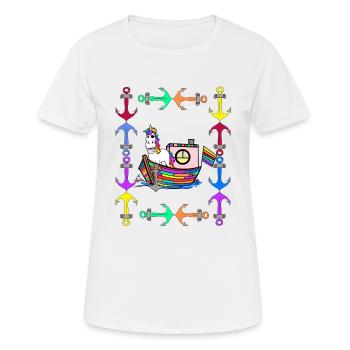 Licornes arc-en-ciel Drapeau arc-en-ciel LGBT - T-shirt respirant Femme - blanc - Devant - AI Model Female 172 dark (172cm)