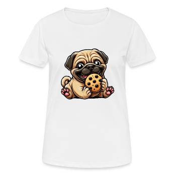 Mops Cookie Süßer Nachtisch Keks - Frauen T-Shirt atmungsaktiv - Weiß - Vorne - AI Model Female 172 dark (172cm)