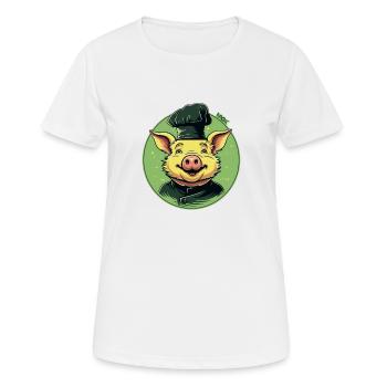 Eine Sau ist das Chefkoch Schwein mit Mütze, Koch - Frauen T-Shirt atmungsaktiv - Weiß - Vorne - AI Model Female 172 dark (172cm)