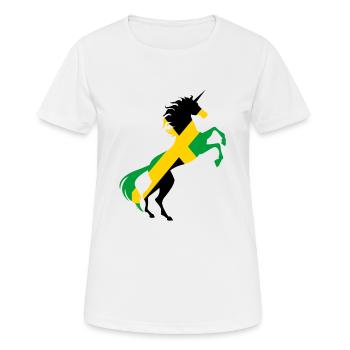 Einhorn Jamaika Flagge Shirt Magisches Einhorn Jamaika - Frauen T-Shirt atmungsaktiv - Weiß - Vorne - AI Model Female 172 dark (172cm)
