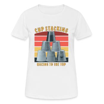CUP STACKING RACING TO THE TOP - Frauen T-Shirt atmungsaktiv - Weiß - Vorne - AI Model Female 172 dark (172cm)