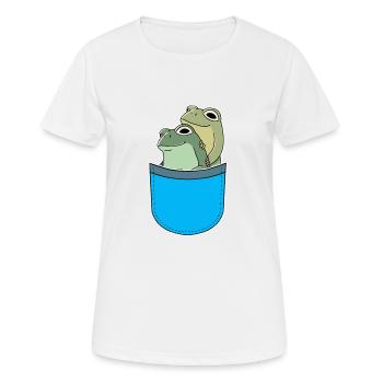 Poches : Grenouilles, Grenouille, Amphibien, Crapauds - T-shirt respirant Femme - blanc - Devant - AI Model Female 172 dark (172cm)