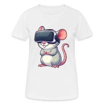 VR-Gaming Ratte und Maus - Frauen T-Shirt atmungsaktiv - Weiß - Vorne - AI Model Female 172 dark (172cm)