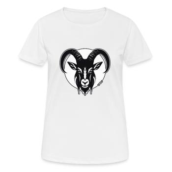 La Chèvre de l’Ombre, un bouc - T-shirt respirant Femme - blanc - Devant - AI Model Female 172 dark (172cm)
