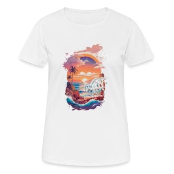 Natur Sonnenuntergang Einhörner Fabeltiere Pferde - Frauen T-Shirt atmungsaktiv - Weiß - Vorne - AI Model Female 172 dark (172cm)