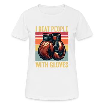Ich Schlage Leute Mit Handschuhen Boxen Liebhaber Jahrgang - Frauen T-Shirt atmungsaktiv - Weiß - Vorne - AI Model Female 172 dark (172cm)