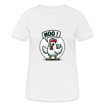 Das Huhn macht Muh - Frauen T-Shirt atmungsaktiv - Weiß - Vorne - AI Model Female 172 dark (172cm)