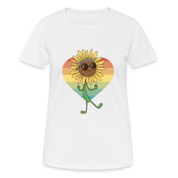 Lunettes de jardin de fleur de tournesol d’été Flora - T-shirt respirant Femme - blanc - Devant - AI Model Female 172 dark (172cm)