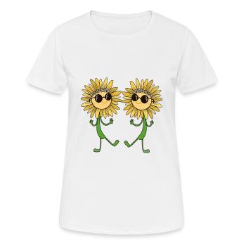 Lunettes de jardin de fleurs de tournesol d’été jardinier - T-shirt respirant Femme - blanc - Devant - AI Model Female 172 dark (172cm)