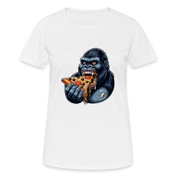Gorilla Pizza Lover Funny Design - Women's Breathable T-Shirt - white - Front - AI Model Female 172 dark (172cm)