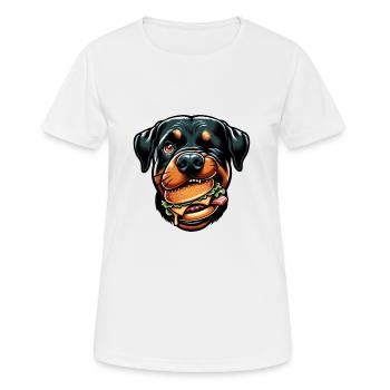 Rottweiler avec hamburger cheeseburger - T-shirt respirant Femme - blanc - Devant - AI Model Female 172 dark (172cm)