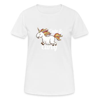 Niedliches und kurviges Einhorn-T-Shirt - Lustiges molliges Mädchen - Frauen T-Shirt atmungsaktiv - Weiß - Vorne - AI Model Female 172 dark (172cm)
