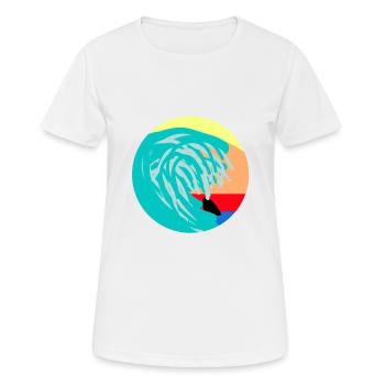 Preppy wave with shark fin - Women's Breathable T-Shirt - white - Front - AI Model Female 172 dark (172cm)