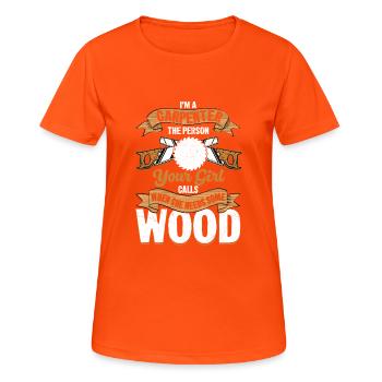 Craftsman's Charm - When Woodwork Calls - Frauen T-Shirt atmungsaktiv - Neonorange - Vorne - AI Model Female 172 dark (172cm)