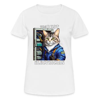 ELEKTRIKER KATZE THE BEST ELECTRICIAN - Frauen T-Shirt atmungsaktiv - Weiß - Vorne - AI Model Female 172 dark (172cm)