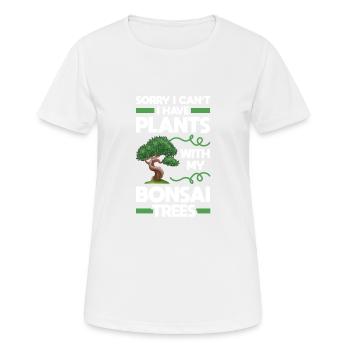 Malheureusement je ne peux pas, j’ai des plantes avec - T-shirt respirant Femme - blanc - Devant - AI Model Female 172 dark (172cm)